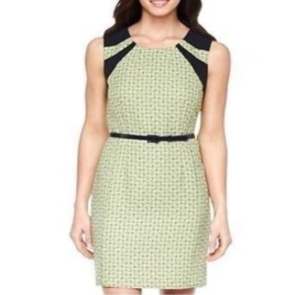 Nine & Co Womens Green Navy Blue Sleeveless Career Tweed Look Dress Size 14